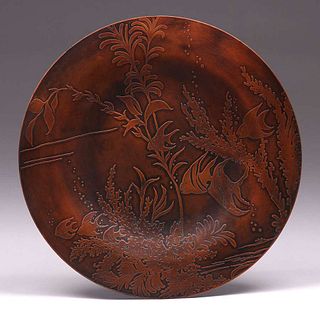 Arts & Crafts Acid-Etched Copper Tray 1941