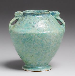 Roseville Carnelian II #331 Green Two-Handled Vase