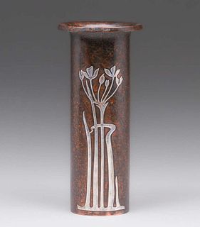 Heintz #3591 Sterling on Bronze Flared Floral Vase c1915