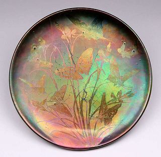 Jerome Massier Irisdescent Butterfly Charger c1900