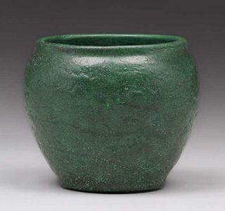 Merrimac Pottery Spherical Matte Green Vase c1905