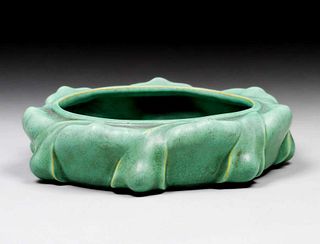 Teco PotteryÂ Matte Green Art Nouveau Bowl c1910