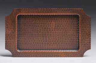 Roycroft Hammered Copper Notched-Corner Tray c1920s