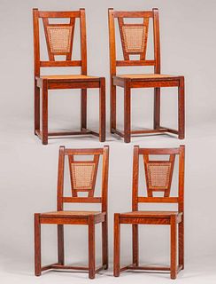 Set of 4Â Stickley BrothersÂ Cane-Back Chairs c1915