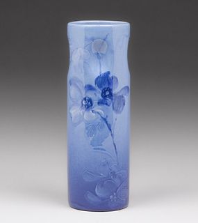Weller Blue Louwelsa Dimpled Cylinder Vase after 1896