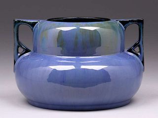 Fulper Pottery Chinese Blue Flambe Two-Handled Vase c1910