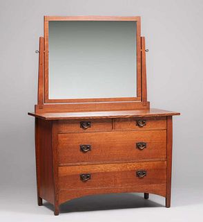 Gustav Stickley #911 Four-Drawer Dresser with Mirror c1912-1915