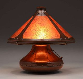 Michael Adams - Aurora Studios Hammered Copper & Mica "Indian Basket" Lamp 2000