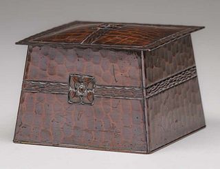 Roycroft Hammered Copper Square Inkwell c1920