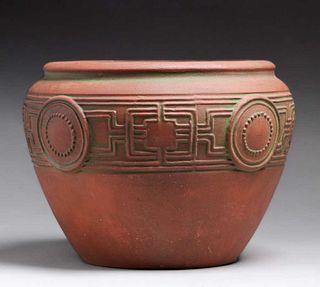 Peters & Reed - Zanesville, OH Moss Aztec Jardiniere c1910