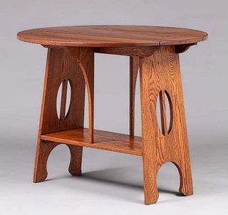 Grand Rapids Spindle Cutout Dropleaf Table c1905