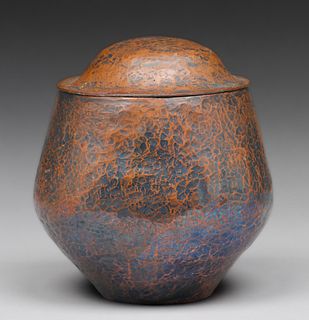 Boston Arts & Crafts Hammered Copper Covered Vase c1905