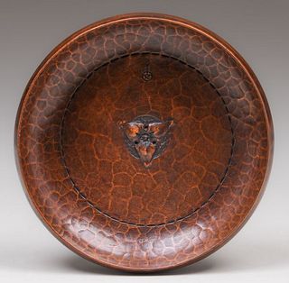 Small Roycroft Hammered Copper Tray c1915