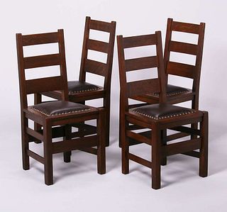 Stickley Brothers Ladder Back Dining Chairs c1910