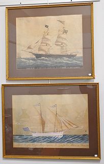 Two Piece Framed Group, to include two Greek Maritime digital prints in matching gilt frames, each inscribed in plate in green along the lower margins
