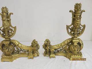 PR. French Bronze Elaborately Decorated Figural Chinets