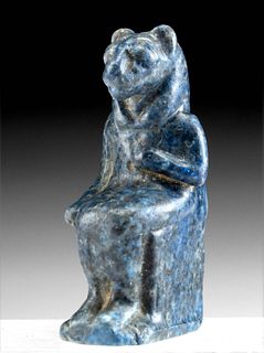 Rare Egyptian Lapis Lazuli Seated Sekhmet Amulet