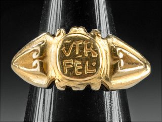 Roman Gold Ring w/ Inscription - VTR FEL