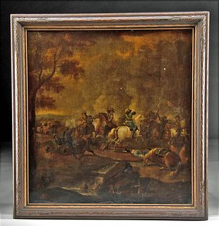 17th C. Circle of Wouwerman Painting of Cavalry Battle