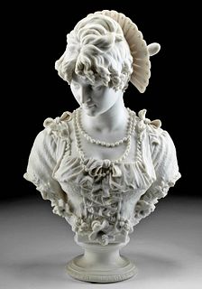 19th C. Italian Parian Porcelain Bust of Lucia Mondella