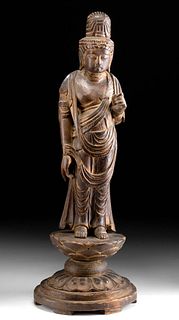 Fine 19th C. Japanese Wood Sho Kannon Bodhisattva