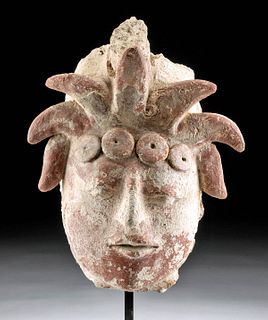 Rare Lifesize+ Maya Stucco Head of a Dignitary