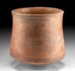 Olmec Pottery Jar w/ Incised Glyph, ex Komor