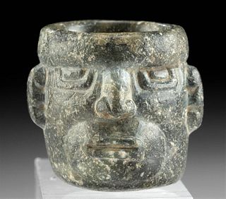 Miniature Chavin Stone Trophy Head Votive Cup