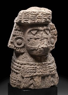 Superb Aztec Basalt Bust - Cihuateotl (Divine Woman)