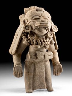 Unusual Veracruz Pottery Standing Figure Whistle