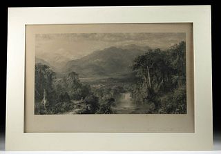 Signed 1862 Engraving Frederic Church's Heart of Andes
