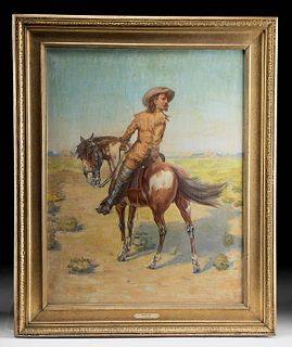 Signed 1910 Heinz Muller Painting - Buffalo Bill