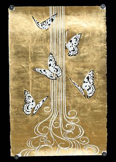 Alena Vavilina- Butterflies #30 w/ Gold Leaf (2022)