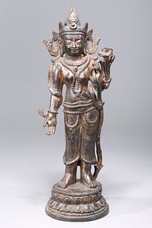 Sino-Tibetan Gilt Bronze Deity