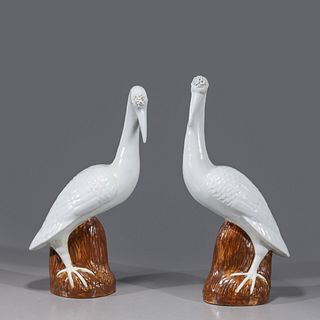 Pair of Chinese Porcelain Cranes