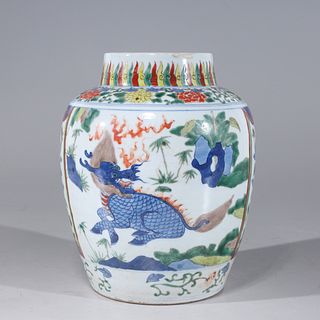 Chinese Wucai Glazed Porcelain Jar