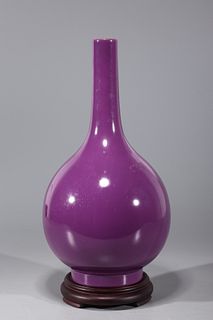 Chinese Purple Glazed Porcelain Bottle Vase