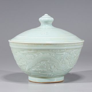 Chinese Celadon Glazed Porcelain Covered Vessel