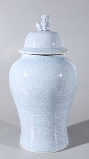 Large Chinese Crackle Glazed Covered Porcelain Vase