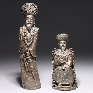 Two Chinese Bronze Metal Statues