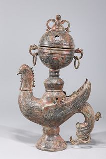 Elaborate Chinese Archaistic Bronze Metal Covered Censer