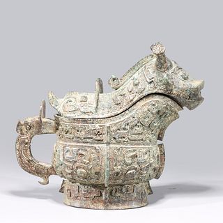 Chinese Archaistic Bronze Metal Covered Vessel
