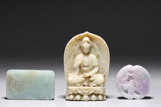 Three Chinese Jade & Jadeite Carvings
