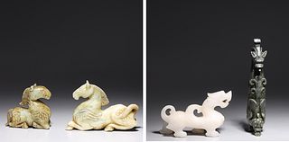 Group of Four Chinese Various Hardstone Carvings