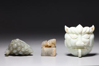 Group of Three Various Chinese Hardstone Carvings