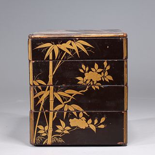 Antique Chinese Gilt Lacquer Stacking Boxes