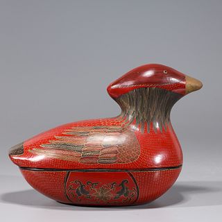 Chinese Gilt Lacquer Duck Box