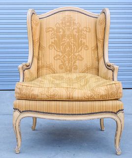 Large Wood & Upholstered Armchair