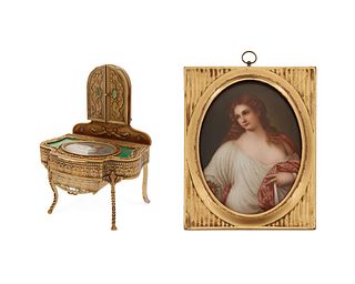 A guilloche vanity box and a German portrait plaque