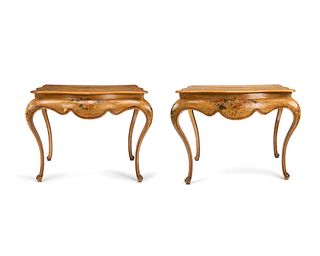 A pair of Italian Rococo-style console tables